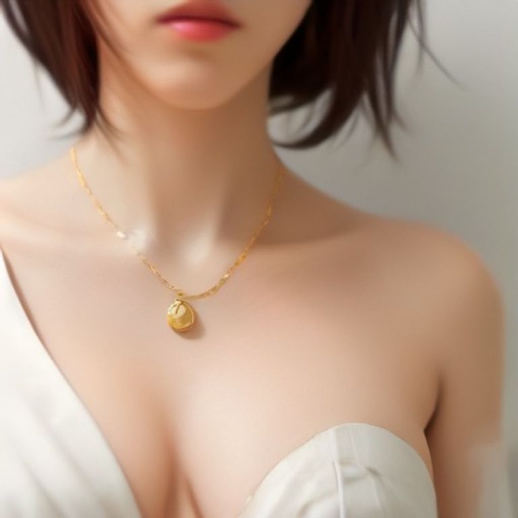 南洋金珠 吊坠项链 18K金 9-10mm